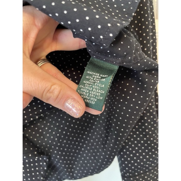 Lauren Ralph Lauren LRL Women's Black White Polka Dot Cotton Button Down Shirt S - Picture 4 of 5